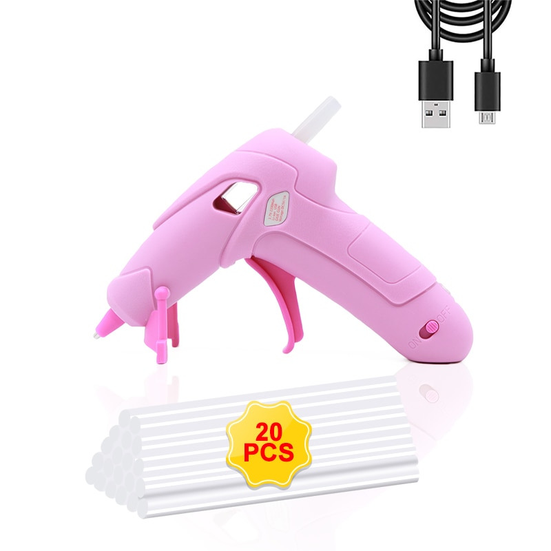 SCIMAKER 3.7V Cordless Hot Melt Glue Gun 20pcs Glue Sticks USB Recharg